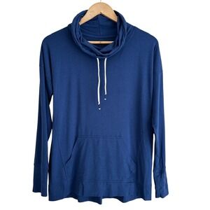 Southern Tide Blue Cowl Neck Pullover Long Sleeve Top Women's Size M Pima Cotton